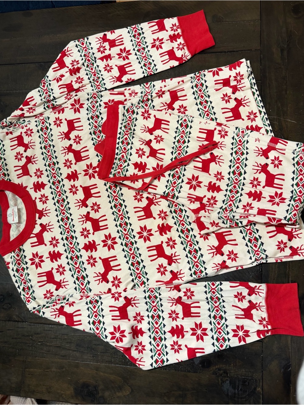 Hanna Andersson Red and White Reindeer Holiday Pajama Set